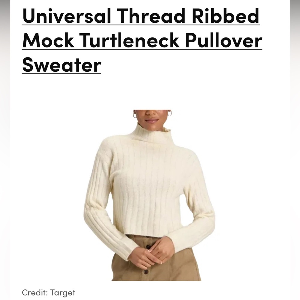 Universal Thread Ribbed Mock Turtleneck Pullover … - image 1